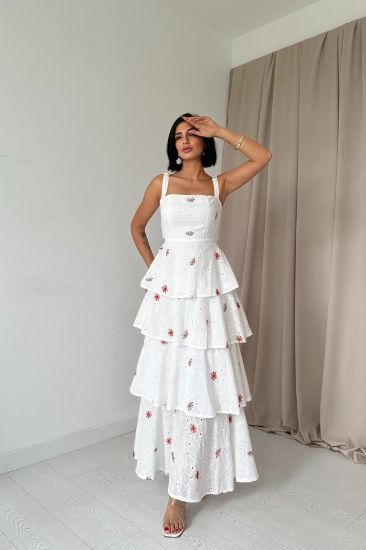 Kırmızı Kat Kat Arkası Bağlamalı Elbise resmi